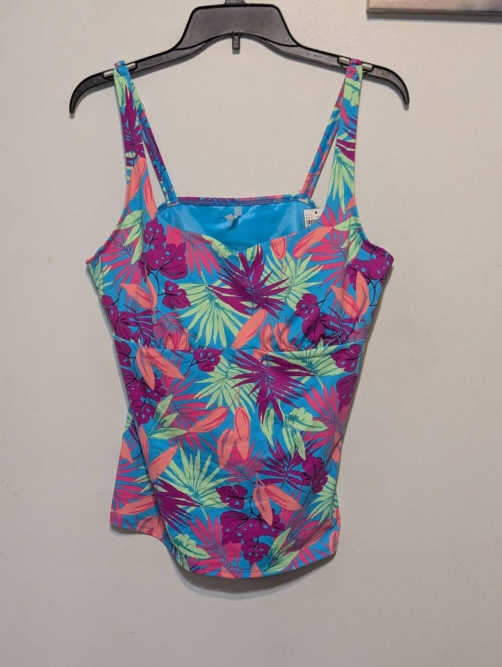 NWT Lands End Tankini Swimsuit Top Womens 16 Blue Pink Purple Floral Underwire